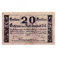 Ausztria Notgeld Freistadt 20 Heller 1920