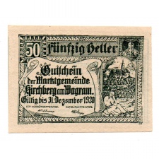 Ausztria Notgeld Kirchberg am Wagram 50 Heller 1920