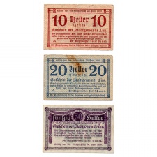 Ausztria Notgeld Linz 10-20-50 Heller 1919-1920