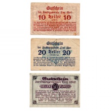 Ausztria Notgeld Linz 10-20-50 Heller 1919-1920