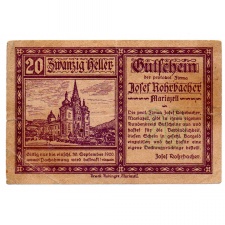 Ausztria Notgeld Mariazell 20 Heller 1920 Josef Rohrbacher
