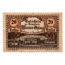Ausztria Notgeld Mauer-Öhling 20 Heller 1920