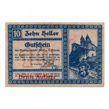 Ausztria Notgeld Melk 10 Heller 1920 III. Kiadás