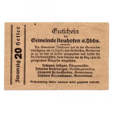 Ausztria Notgeld Neuhofen an der Ybbs 20 Heller 1920