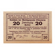 Ausztria Notgeld Ottensheim 20 Heller 1920