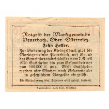 Ausztria Notgeld Peuerbach 10 Heller 1920