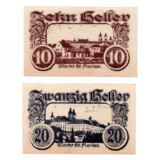 Ausztria Notgeld Sankt Florian 10-20 Heller 1920