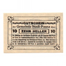 Ausztria Notgeld Stadl-Paura 10 Heller 1920