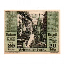 Ausztria Notgeld Wachau-Schwallenbach 20 Heller 1920