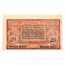 Ausztria Notgeld Wendling 20 Heller 1920