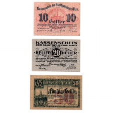 Ausztria Notgeld Wien 10-20-50 Heller 1919 Bécs sor