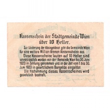 Ausztria Notgeld Wien 10 Heller 1919 Bécs