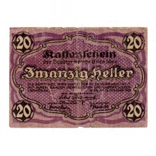 Ausztria Notgeld Wien 20 Heller 1920 Bécs weitere 3 Millionen