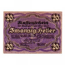 Ausztria Notgeld Wien 20 Heller 1920 Bécs weitere Kassenscheine