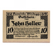 Ausztria Notgeld Windegg 10 Heller 1920