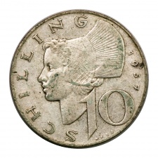 Ausztria ezüst 10 Schilling 1957