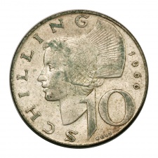 Ausztria ezüst 10 Schilling 1966