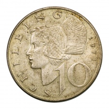 Ausztria ezüst 10 Schilling 1971