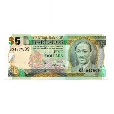 Barbados 5 Dollár Bankjegy 2007 P67b