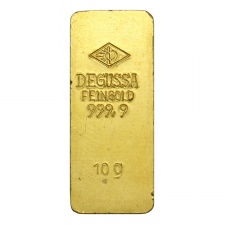 Befektetési arany lapka 10 g színarany Au999,9 Degussa