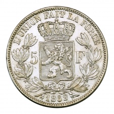 Belgium II. Lipót 5 Frank 1869