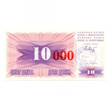 Bosznia-Hercegovina 10000 Dinár Bankjegy 1993 P53b Travnik