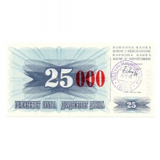 Bosznia-Hercegovina 25000 Dinár Bankjegy 1993 P54d Travnik