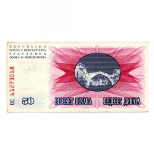 Bosznia-Hercegovina 50 Dinar Bankjegy 1992 P12a