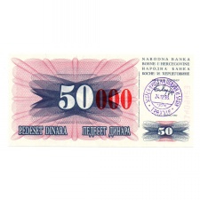 Bosznia-Hercegovina 50000 Dinár Bankjegy 1993 P55d Travnik
