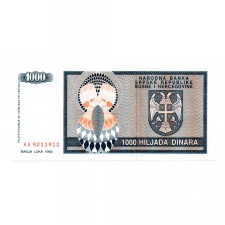 Boszniai Szerb Köztársaság 1000 Dinár 1992 P137a