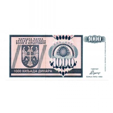 Boszniai Szerb Köztársaság 1000 Dinár 1992 P137a