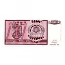Boszniai Szerb Köztársaság 50 millió Dinár 1993 P145a Banja Luka
