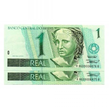Brazilia 1 Real Bankjegy 1994-1997 P243e sorszámkövető pár