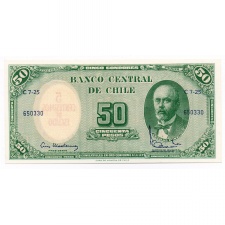 Chile 5 Centesimos felülbélyegzés 50 Peso Bankjegyen 1960 P126