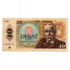 Csehszlovákia 10 Korona Bankjegy 1986 P94c V sorozat