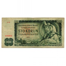 Csehszlovákia 100 Korona Bankjegy 1961 P91 D sorozat