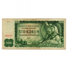 Csehszlovákia 100 Korona Bankjegy 1961 P91 P sorozat