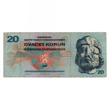 Csehszlovákia 20 Korona Bankjegy 1970 P92a F sorozat