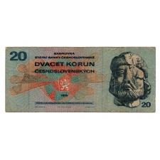 Csehszlovákia 20 Korona Bankjegy 1970 P92c L sorozat