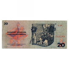 Csehszlovákia 20 Korona Bankjegy 1970 P92c L sorozat