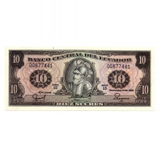 Ecuador 10 Sucres Bankjegy 1988 P121a1 LO sorozat