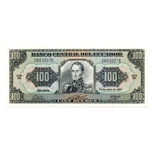 Ecuador 100 Sucres Bankjegy 1991 P123Aa WA sorozat
