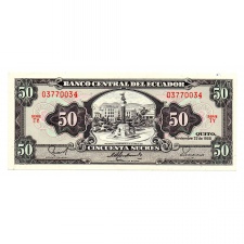 Ecuador 50 Sucres Bankjegy 1988 P122a TY sorozat