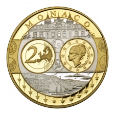 Euróövezet országai 2 Euró Monaco aranyozott emlékérem PP