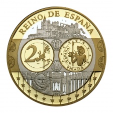 Euróövezet országai 2 Euró Spanyolország aranyozott emlékérem PP