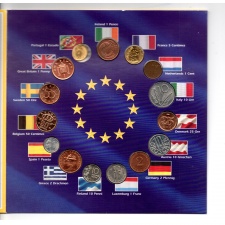 Európa utolsó nemzeti pénzei 15 db-os érmeszett
