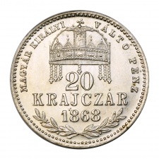 Ferenc József 20 Krajcár 1868 K-B MKVP, rozettás