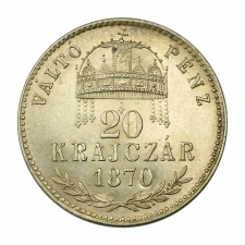 Ferenc József 20 Krajcár 1870 K-B VÁLTÓ PÉNZ