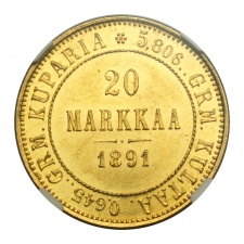 Finnország III. Sándor 20 Márka 1891 L