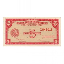Fülöp-szigetek 5 Centavos Bankjegy 1949 P126a